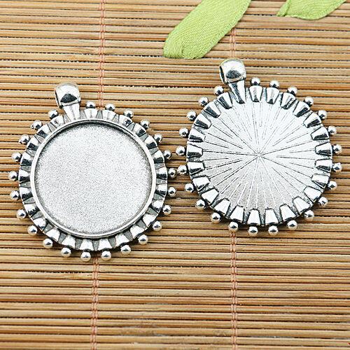 Mixed 2colors in a unit round cabochon settings photo frame 8pc(EF2538/EF2539)