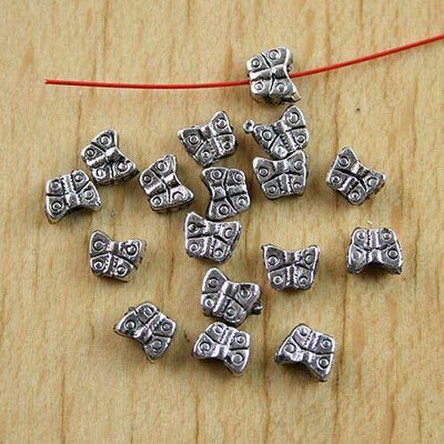 100pc Tibetan silver crafted  butterfly space beads h0682