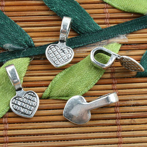 Alloy metal Tibetan Silver color texture heart charms 35pcs EF0120