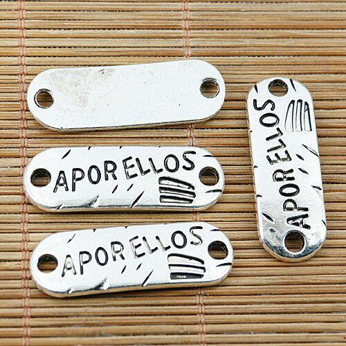 6PCS Tibetan silver tone letters stamped bar shaped connector EF1531