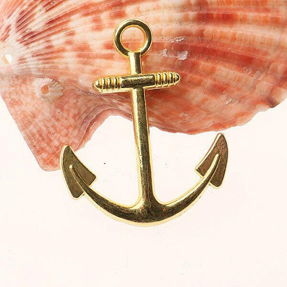 Fashion Gold Boat Anchor Design Charms/Connector 6pc EF0369