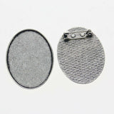 Lote de 2 cabujón ovalado de color plata tibetana de 25 x 35/25 x 18 mm, 30 x 40 mm y 13 x 18 mm, con diseño de broche.