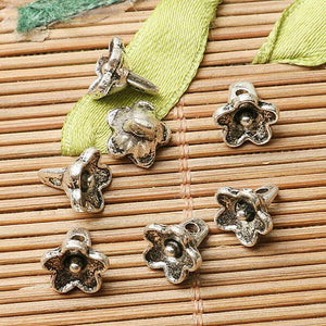 100pcs dark silver color little flower  design charms  EF2814