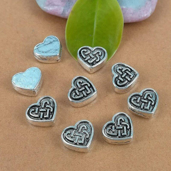 20pcs tibetan  silver color crafted heart shaped flat findings H0802