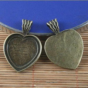 3pcs antiqued bronze heart shape photo frame 21x18mm cabochon seggings G1542