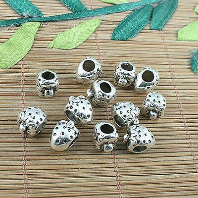 8pcs Tibetan silver tone 2sided strawberry design loose beads L0185