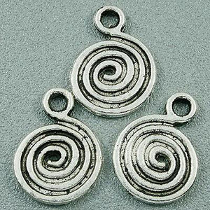 30pcs Tibetan silver spiral flat round charms H0150