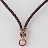 Brown Necklace Cord Butterfly Rhinestones Bail Link Clasp Rosegold 1pc CL25