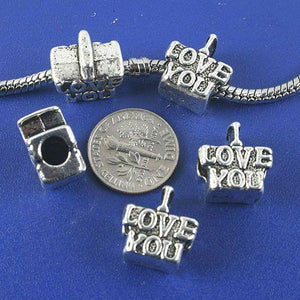 6pcs antiqued silver I LOVE YOU spacer beads G1355