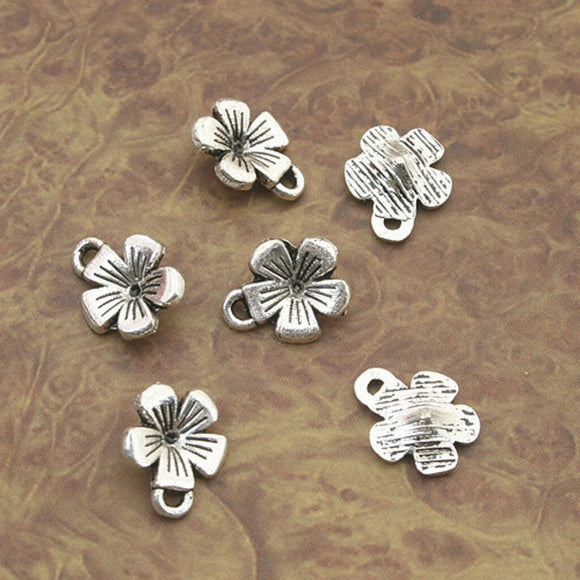 50pcs Tibetan Silver flower charm pendants X0066