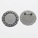 2pcs/lot Tibetan silver color ROUND shaped 30mm cabochon settings brooch design