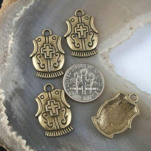 10pcs antiqued bronze cross shield pendant charm G1396