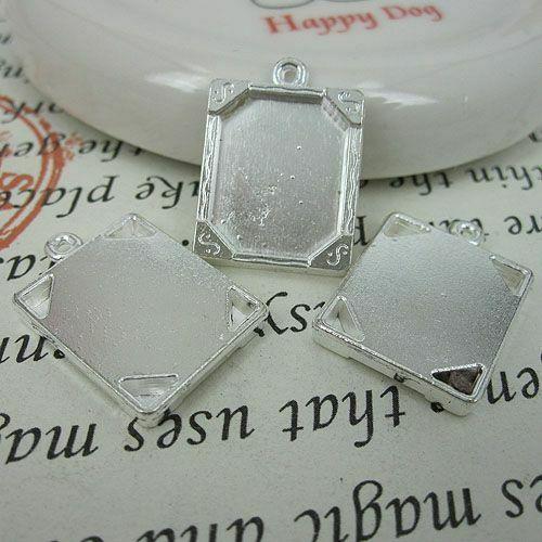 10pcs 20x16mm silver-tone picture frame charm G451
