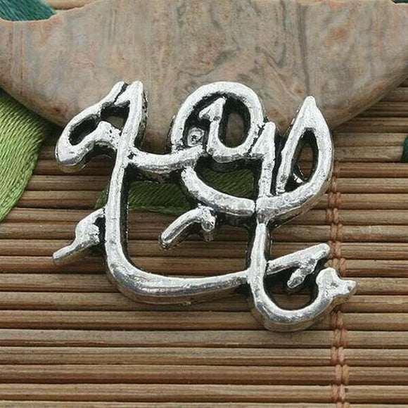 6pcs dark silver tone sign charm h3384
