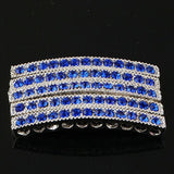 Royalblue Rhinestone Curved alloy Bar Connector 40x4mm shinny silver 4pcs ME1140