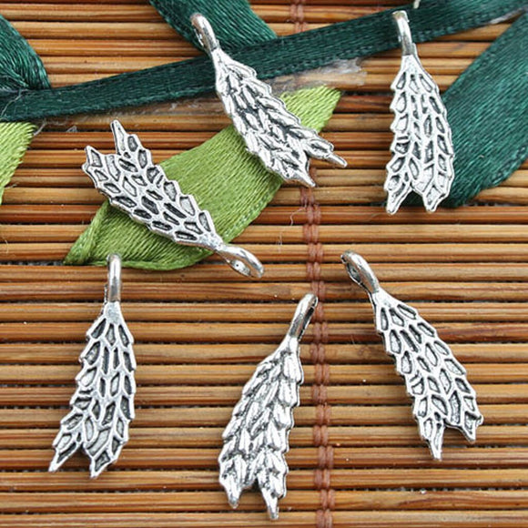 Alloy metal Tibetan Silver color leaves design charms 50pcs EF0117