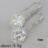 Fashion Square Crystal Drop Earrings Hook Rhinestones 925silver Plated x1 E511