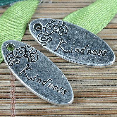 8pcs tibetan silver color oval flower Kindness charms EF0353