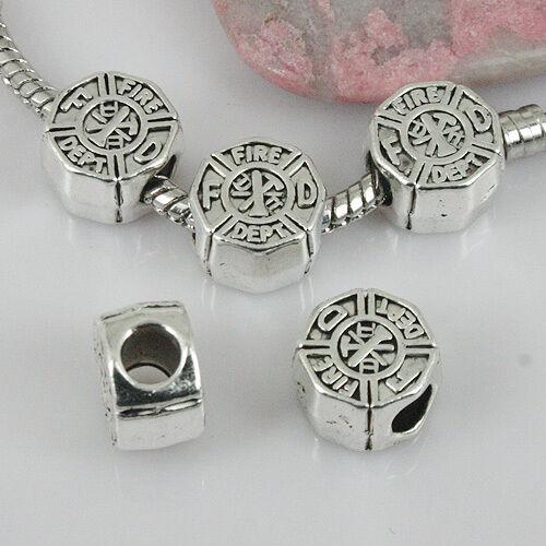 6pcs tibetan silver color 2sided FIRE  DEPT pattern beads EF0405