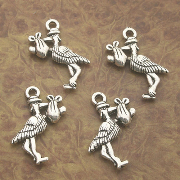 14pcs tibetan silver color STORKS design charms X0169