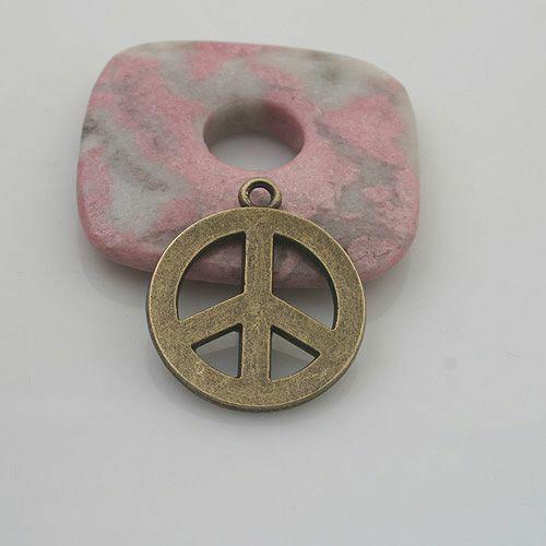 5pcs antiqued bronze color peace sign pendant charm G1950