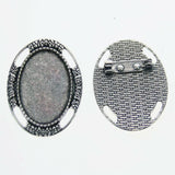 Lote de 2 cabujón ovalado de color plata tibetana de 25 x 35/25 x 18 mm, 30 x 40 mm y 13 x 18 mm, con diseño de broche.