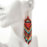 Fashion Jewelry Hook Earring Colorfull beaded long tassel Earring Bohe Earring