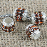 Fashion Multi-color Crystal big hole European loose bead in silver color to Pick