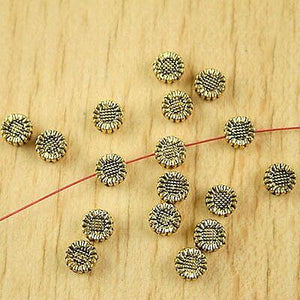 80pcs dark gold-tone sunflower spacer beads h2287