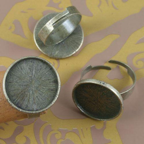 5pcs antiqued bronze round  ring base charm G1700