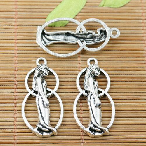 6pcs tibetan silver tone cartoon girl charms EF1977