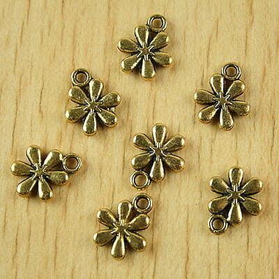 30pcs dark gold tone 2sided flower charms H2328