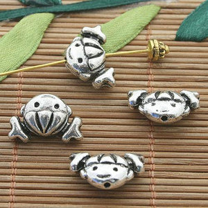 6pcs dark silver tone 2sided  girl head spacer bead h3243