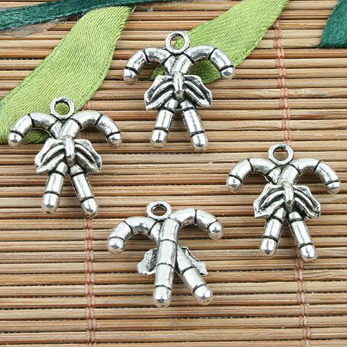 Tibetan Silver color connected walking stick  design charms 10pcs EF0013