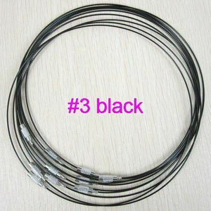 10pcs 16" black Stainless Steel Chain Cord Necklace Clasp 0614