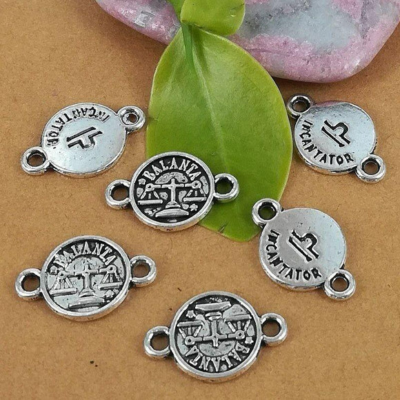 30pcs tibetan  silver color crafted Libra lettering connector  H0759