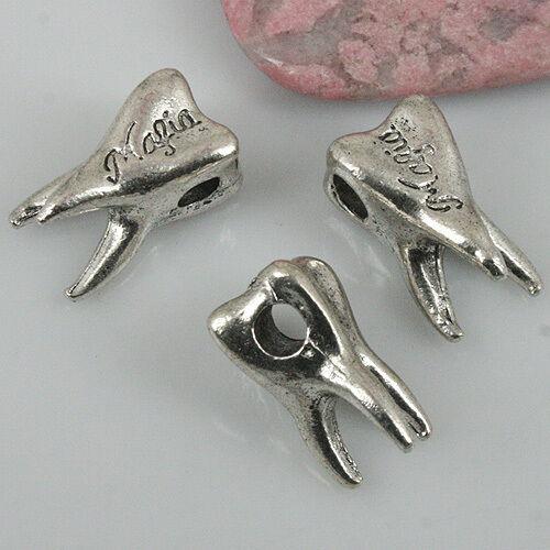 4pcs tibetan silver color tooth design spacer beads EF0475