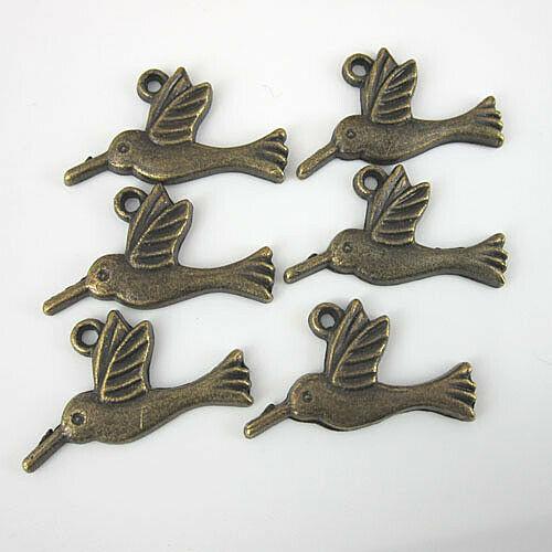 16pcs Bronze Flying Pigeon Bird Charm Pendants G224