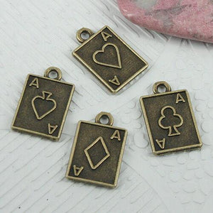 20pcs antiqued bronze color A Poker charms pick at random EF660