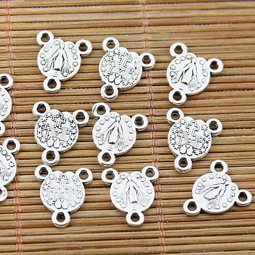 60PCS Tibetan silver 3 holes round religious connectors EF1623