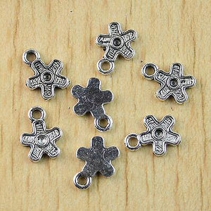 60pcs Tibetan Silver floral Charms Findings H1021