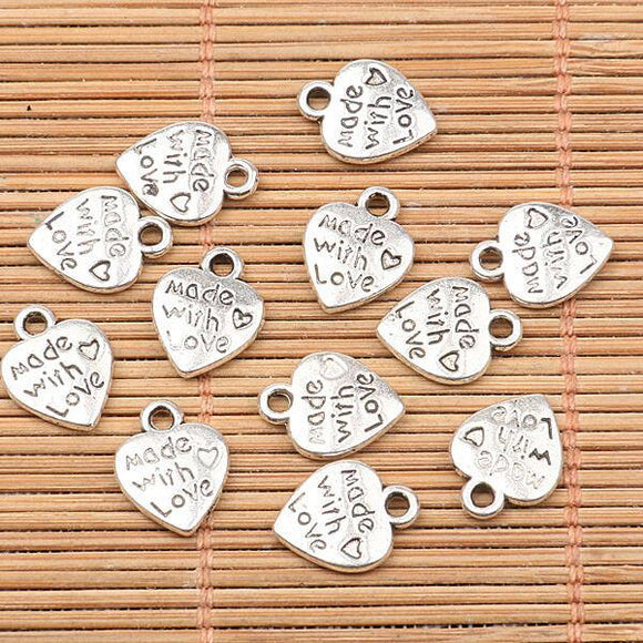 30pcs tibetan silver tone 2sided heart shaped  Love charms h1184