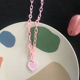 Jewelry Necklace Love Heart pendant Candy Color Chains multilayer Necklace