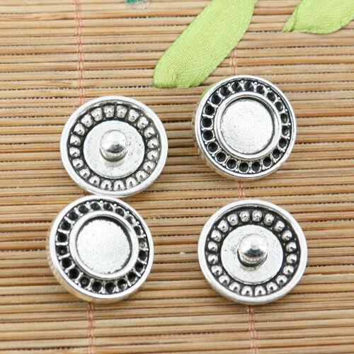 6pcs tibetan silver tone round cameo snap button design EF2184