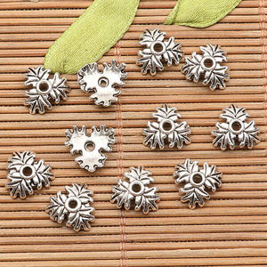 46Pcs  tibetan silver tone 3 leaves design bead cap H0892