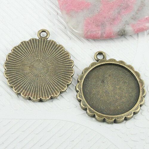 4pcs antiqued bronze color 20mm round rim cabochon settings EF0697