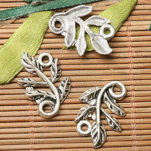 50pcs dark silver color leaf branch design link connector EF2686