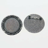 2pcs/lot Tibetan silver color ROUND shaped 30mm cabochon settings brooch design