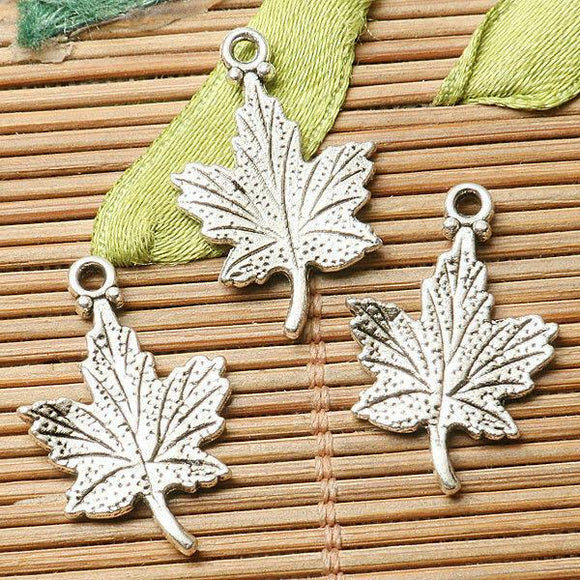 60pcs dark silver color 2sided leaf  design charms  EF2808