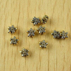 50pcs dark gold-tone plum flower spacer beads h2022